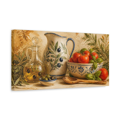 Side Mockup 3. Rustic Olive & Tomato Bowl shown as canvas print