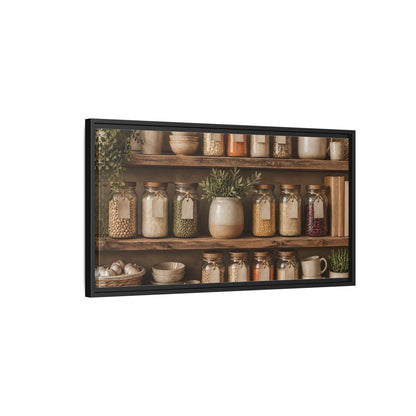 Side Mockup 2. Rustic Pantry Shelf Display shown as framed canvas print