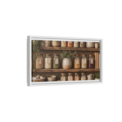 Side Mockup 6. Rustic Pantry Shelf Display shown as framed canvas print