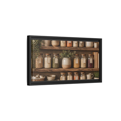 Side Mockup 8. Rustic Pantry Shelf Display shown as framed canvas print