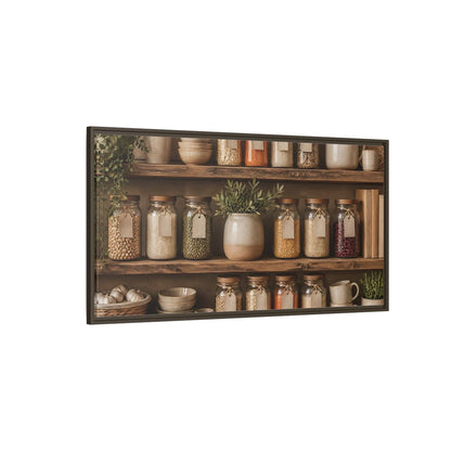 Side Mockup 4. Rustic Pantry Shelf Display shown as framed canvas print