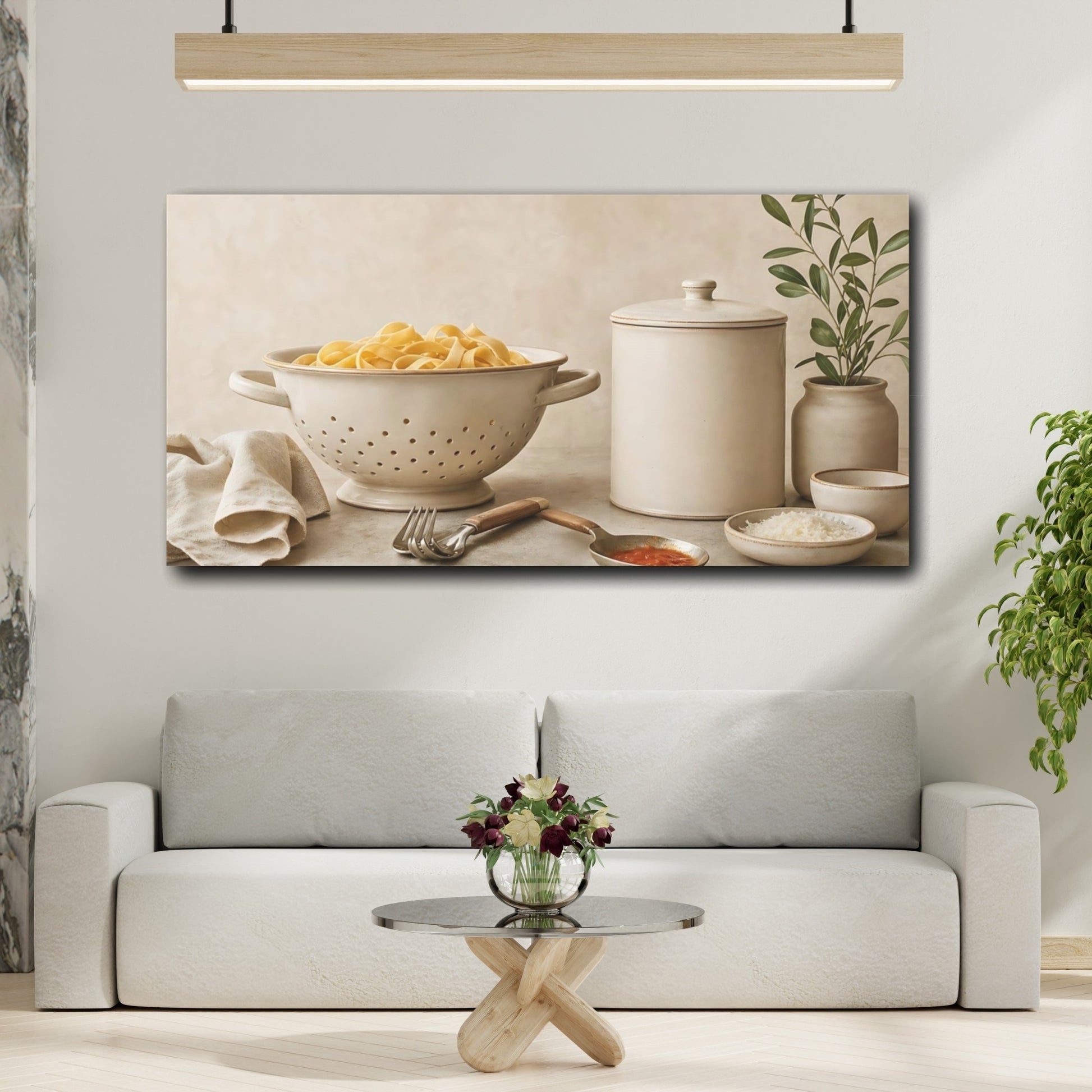 Mockup 2. Rustic Pasta Kitchen Scene shown as canvas print