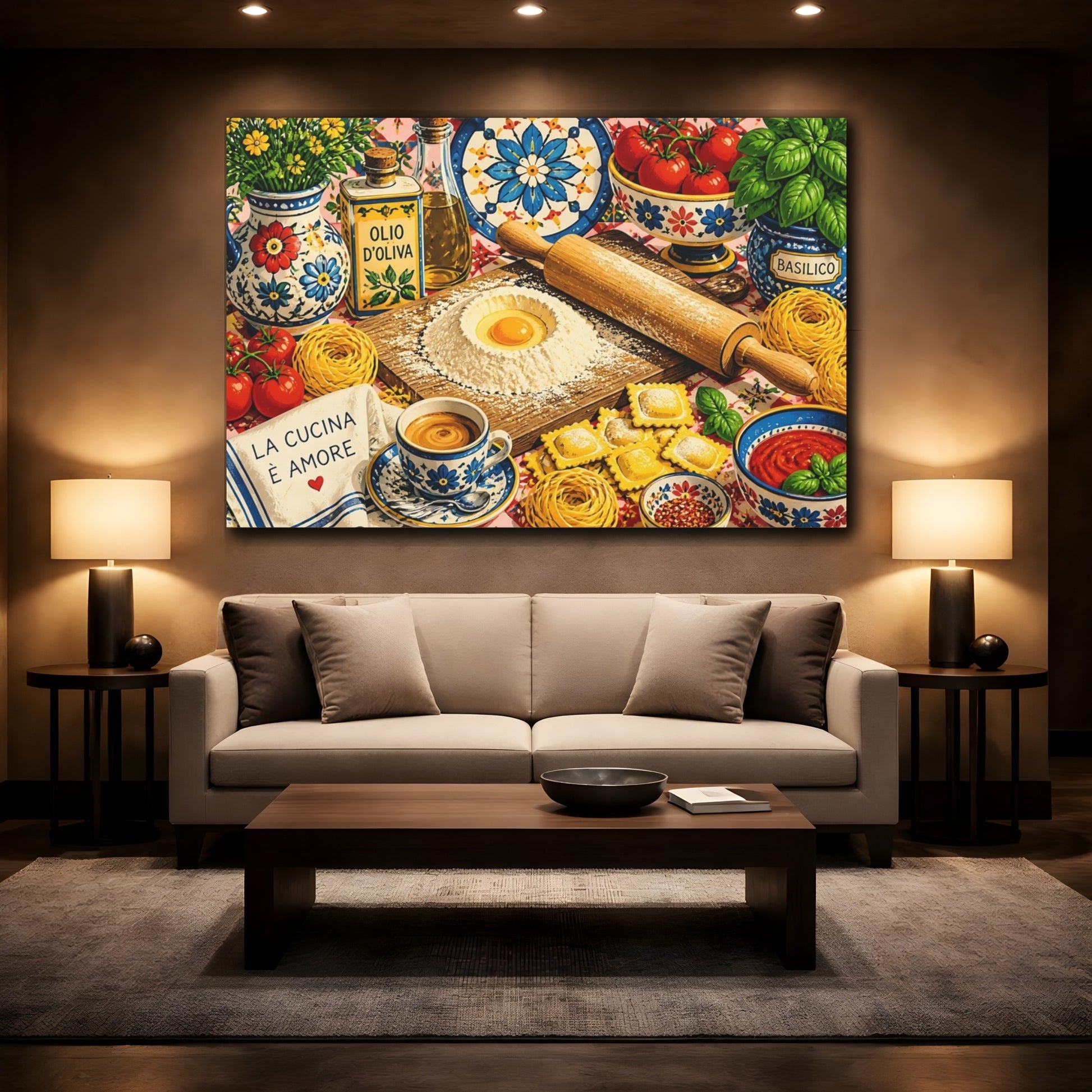 Mockup 2. Rustic Pasta Prep Table shown as canvas print