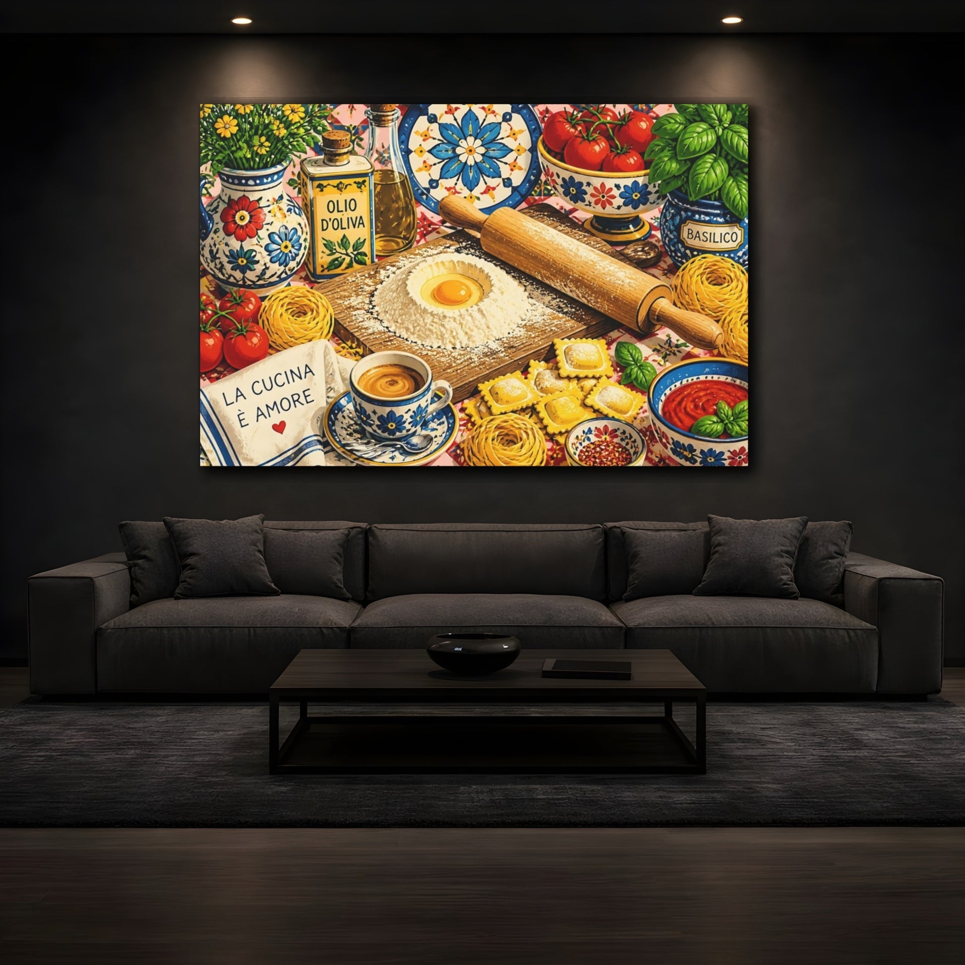 Mockup 3. Rustic Pasta Prep Table shown as canvas print
