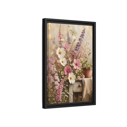 Side Mockup 6. Rustic Pink Wildflower Bouquet shown as framed canvas print