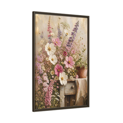 Main Mockup. Rustic Pink Wildflower Bouquet shown as framed canvas print