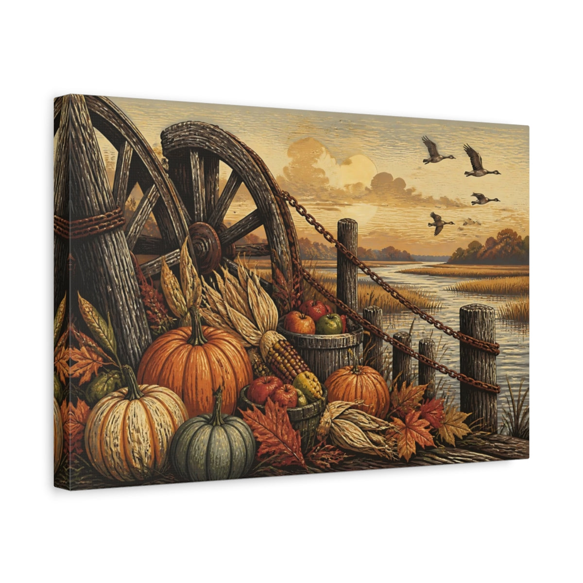 Side Mockup 4. Rustic Pumpkin Harvest shown as canvas print