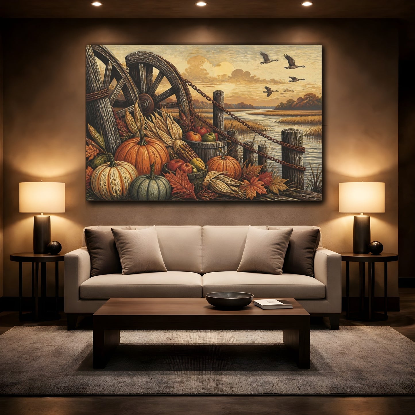 Mockup 2. Rustic Pumpkin Harvest shown as canvas print