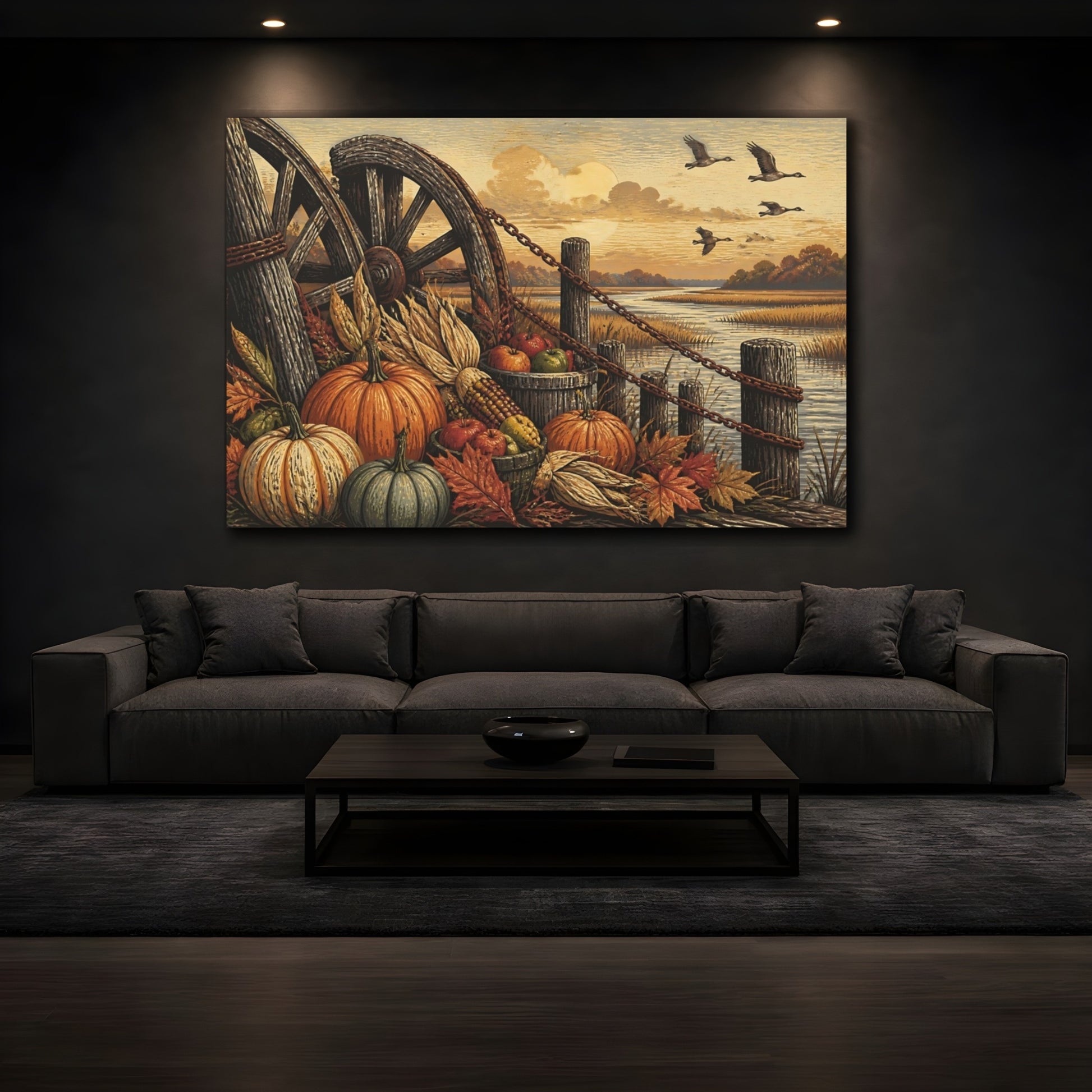 Mockup 3. Rustic Pumpkin Harvest shown as canvas print