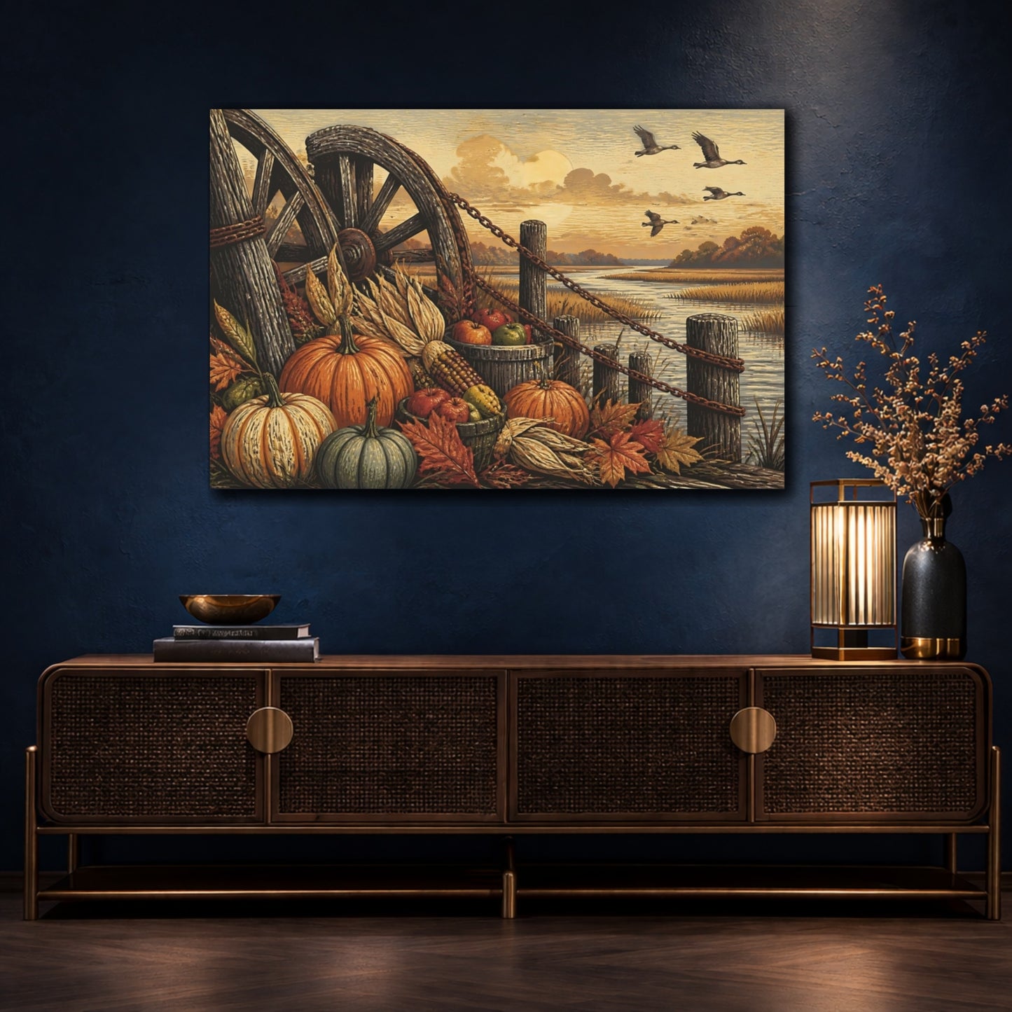 Mockup 4. Rustic Pumpkin Harvest shown as canvas print