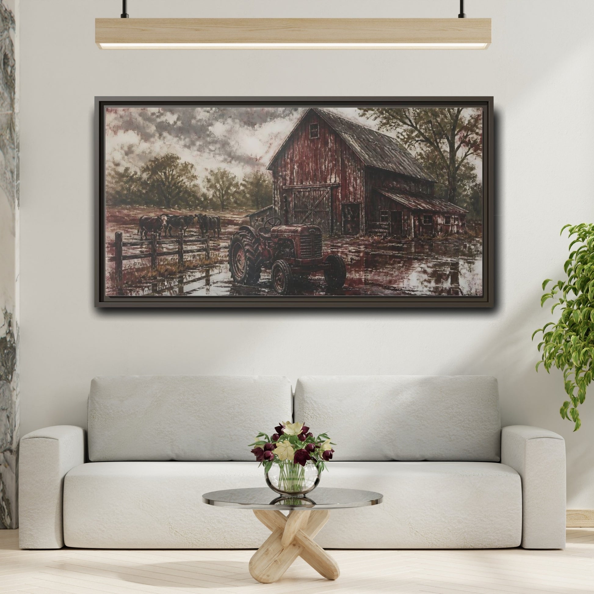 Mockup 2. Rustic Red Barn shown as framed canvas print