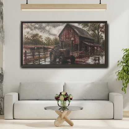 Mockup 2. Rustic Red Barn shown as framed canvas print