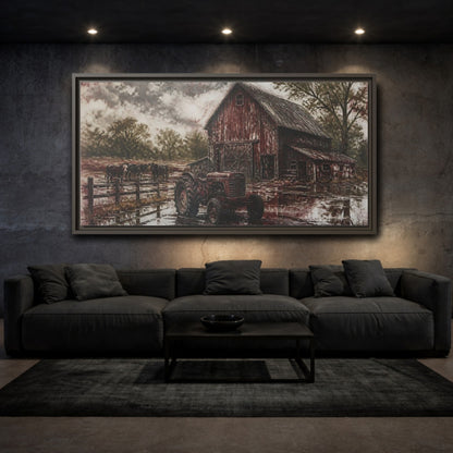 Mockup 3. Rustic Red Barn shown as framed canvas print