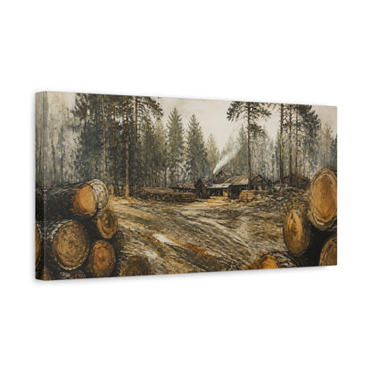 Side Mockup 3. Rustic Sawmill Scene shown as canvas print