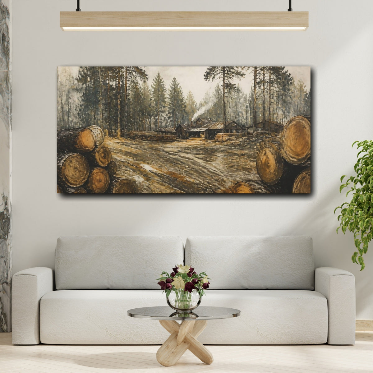 Mockup 2. Rustic Sawmill Scene shown as canvas print