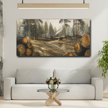 Mockup 2. Rustic Sawmill Scene shown as canvas print