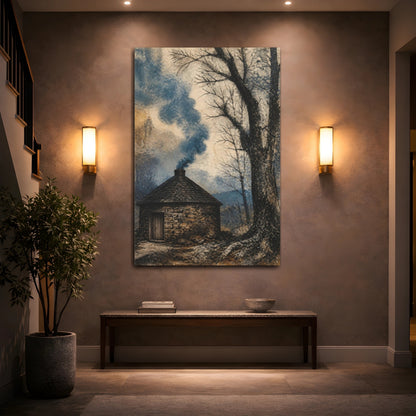 Mockup 2. Rustic Smokehouse Blue Smoke shown as canvas print