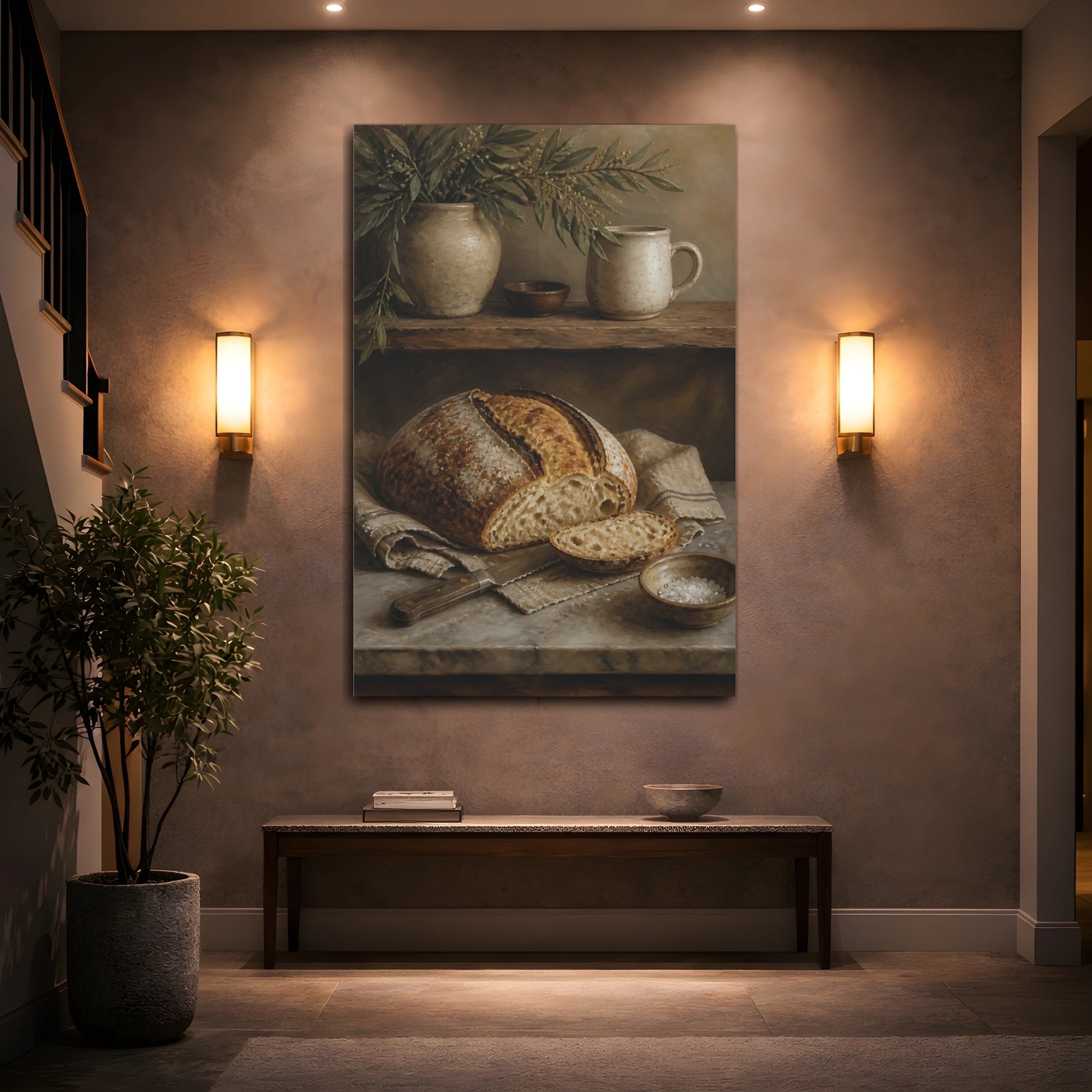 Mockup 2. Rustic Sourdough & Pottery shown as canvas print