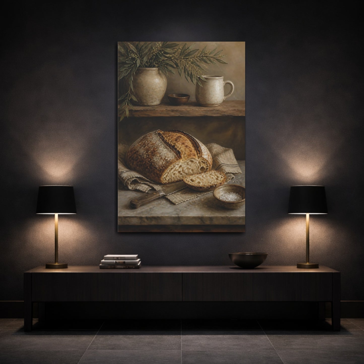 Mockup 3. Rustic Sourdough & Pottery shown as canvas print