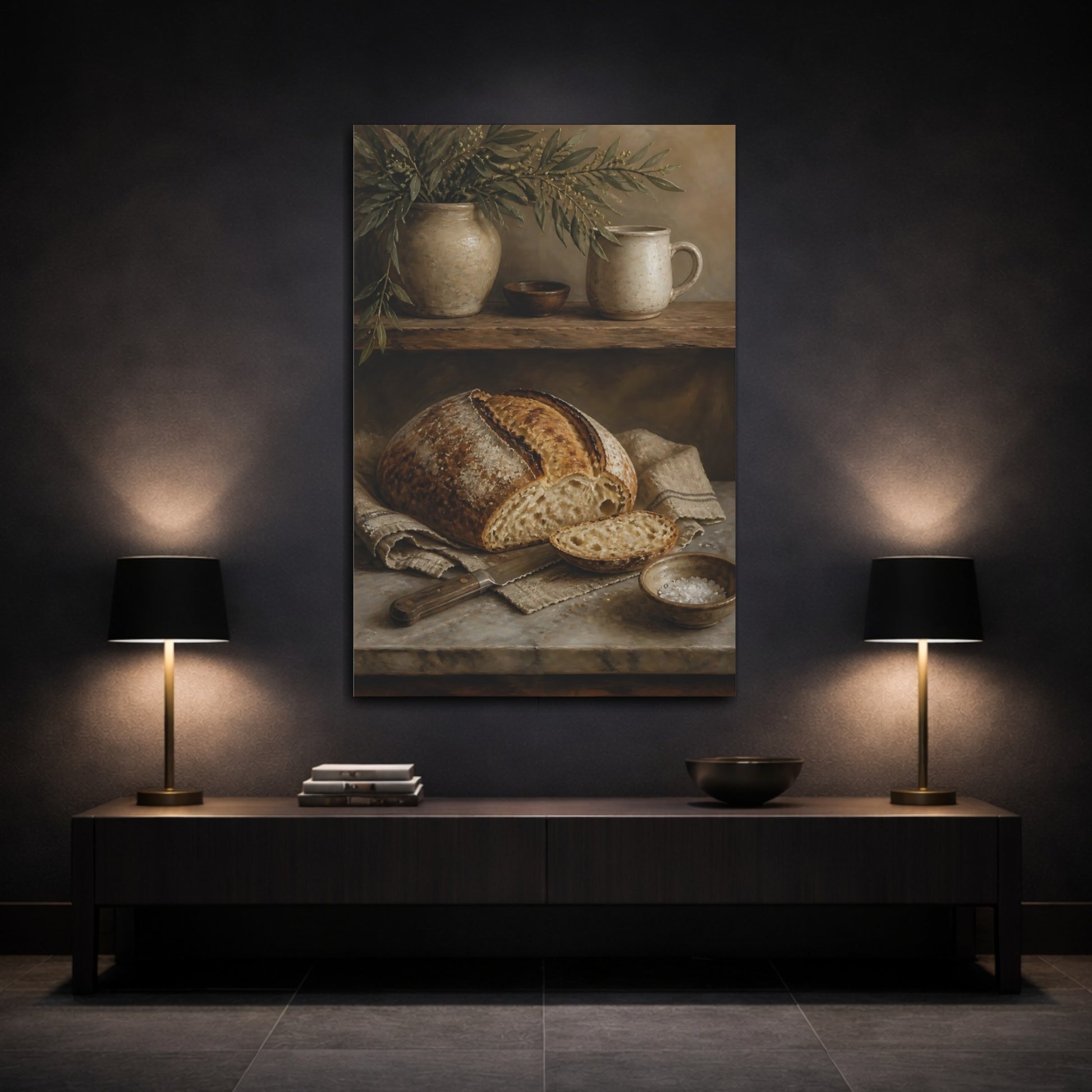 Mockup 3. Rustic Sourdough & Pottery shown as canvas print