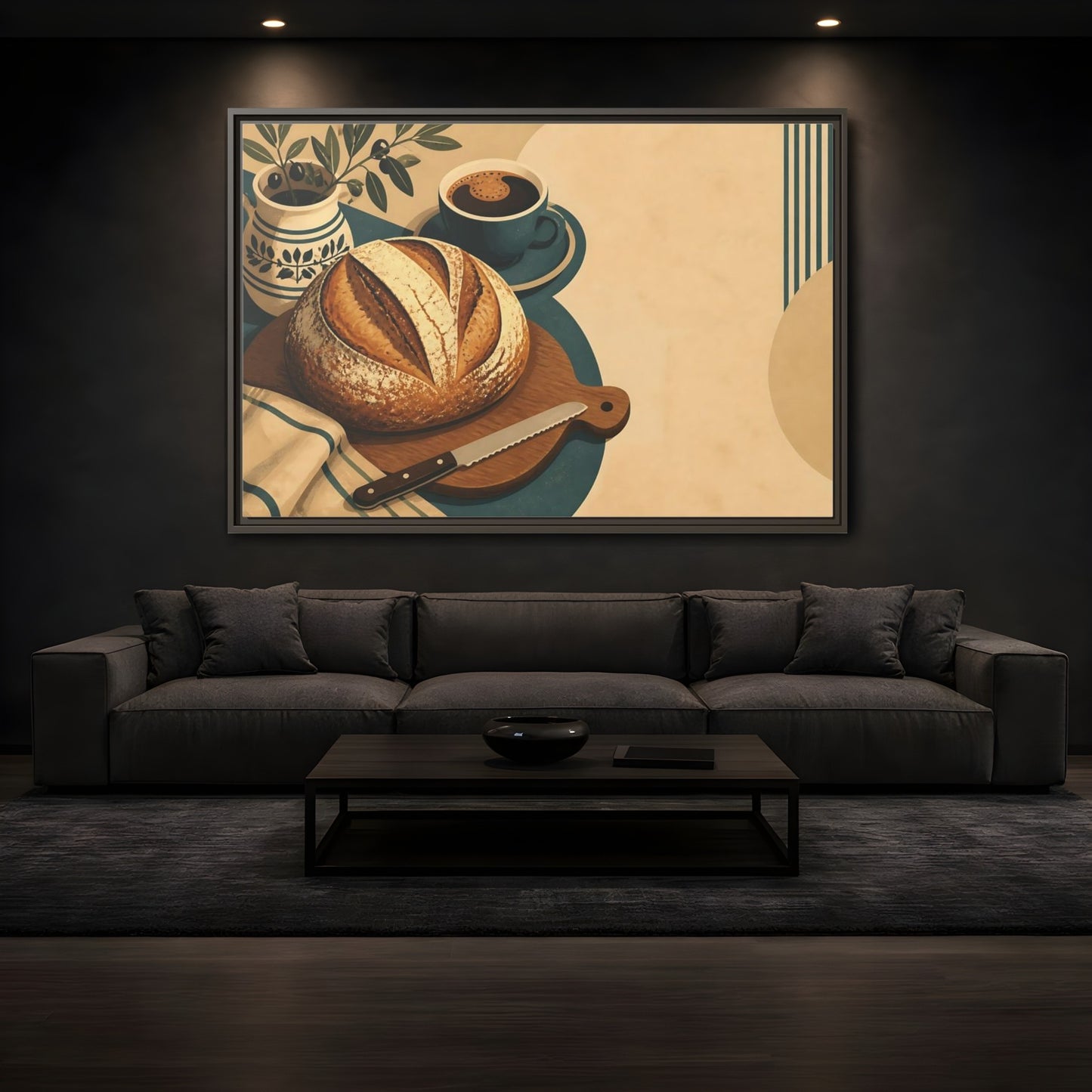 Mockup 3. Rustic Sourdough And Coffee shown as framed canvas print