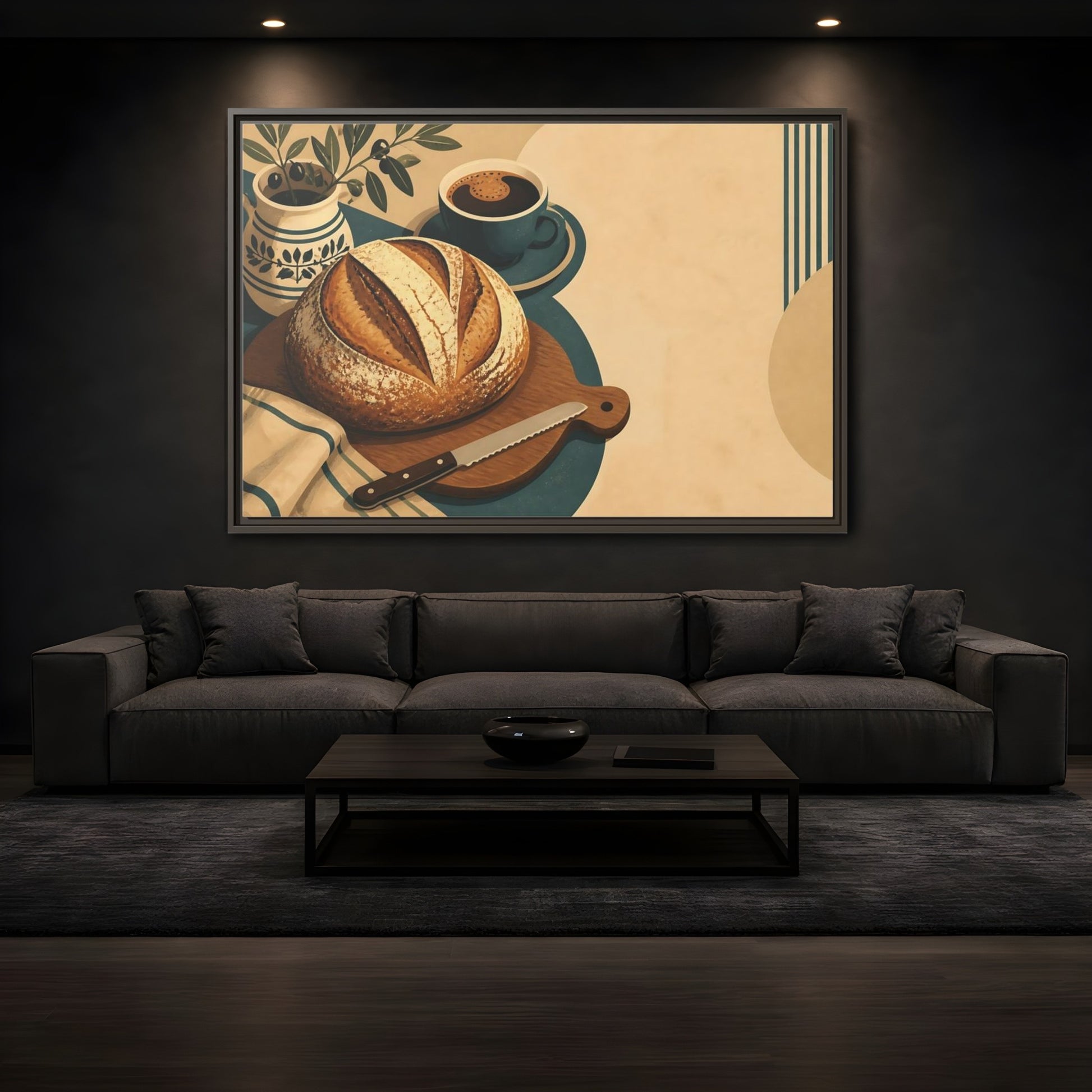 Mockup 3. Rustic Sourdough And Coffee shown as framed canvas print