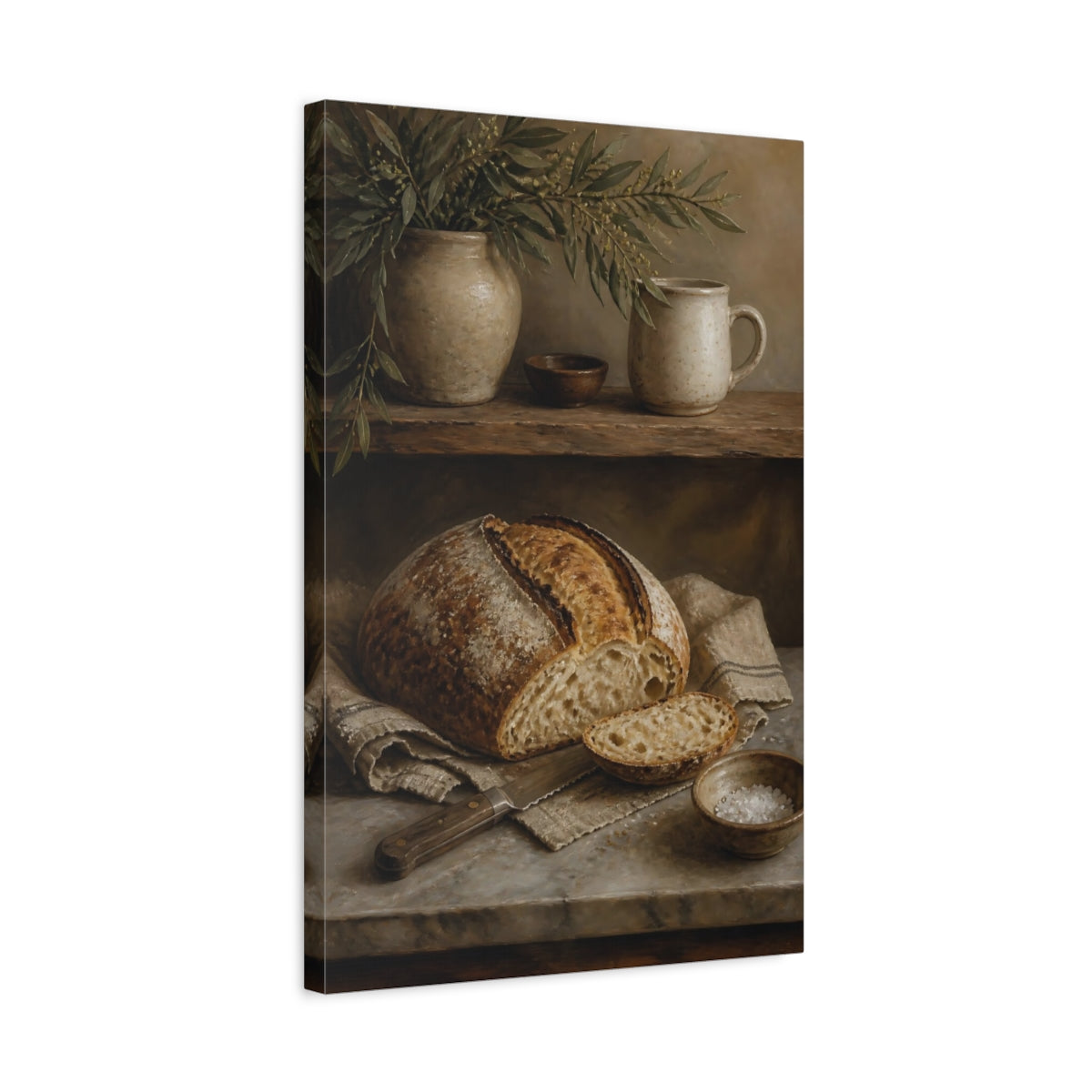 Side Mockup 3. Rustic Sourdough & Pottery shown as canvas print