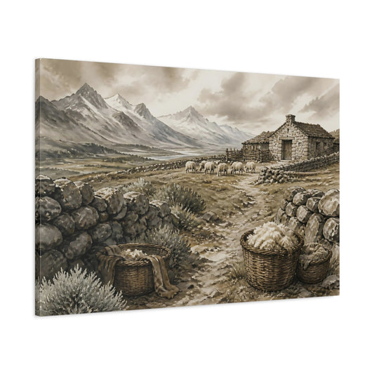 Main Mockup. Rustic Stone Cottage shown as canvas print