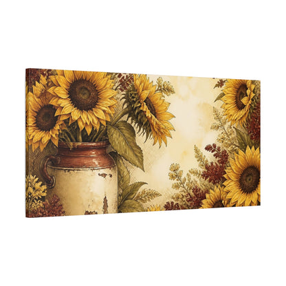 Main Mockup. Rustic Sunflowers In Crock shown as canvas print