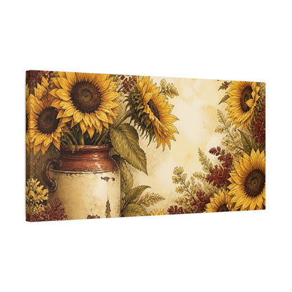Side Mockup 1. Rustic Sunflowers In Crock shown as canvas print