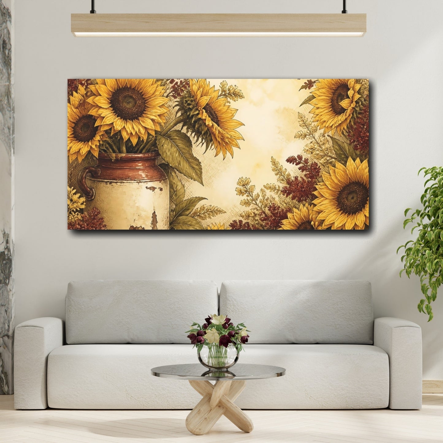 Mockup 2. Rustic Sunflowers In Crock shown as canvas print