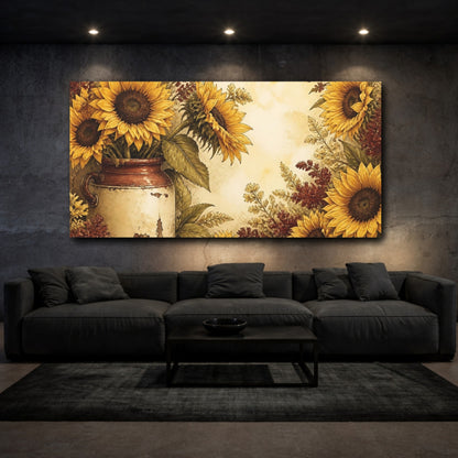 Mockup 3. Rustic Sunflowers In Crock shown as canvas print