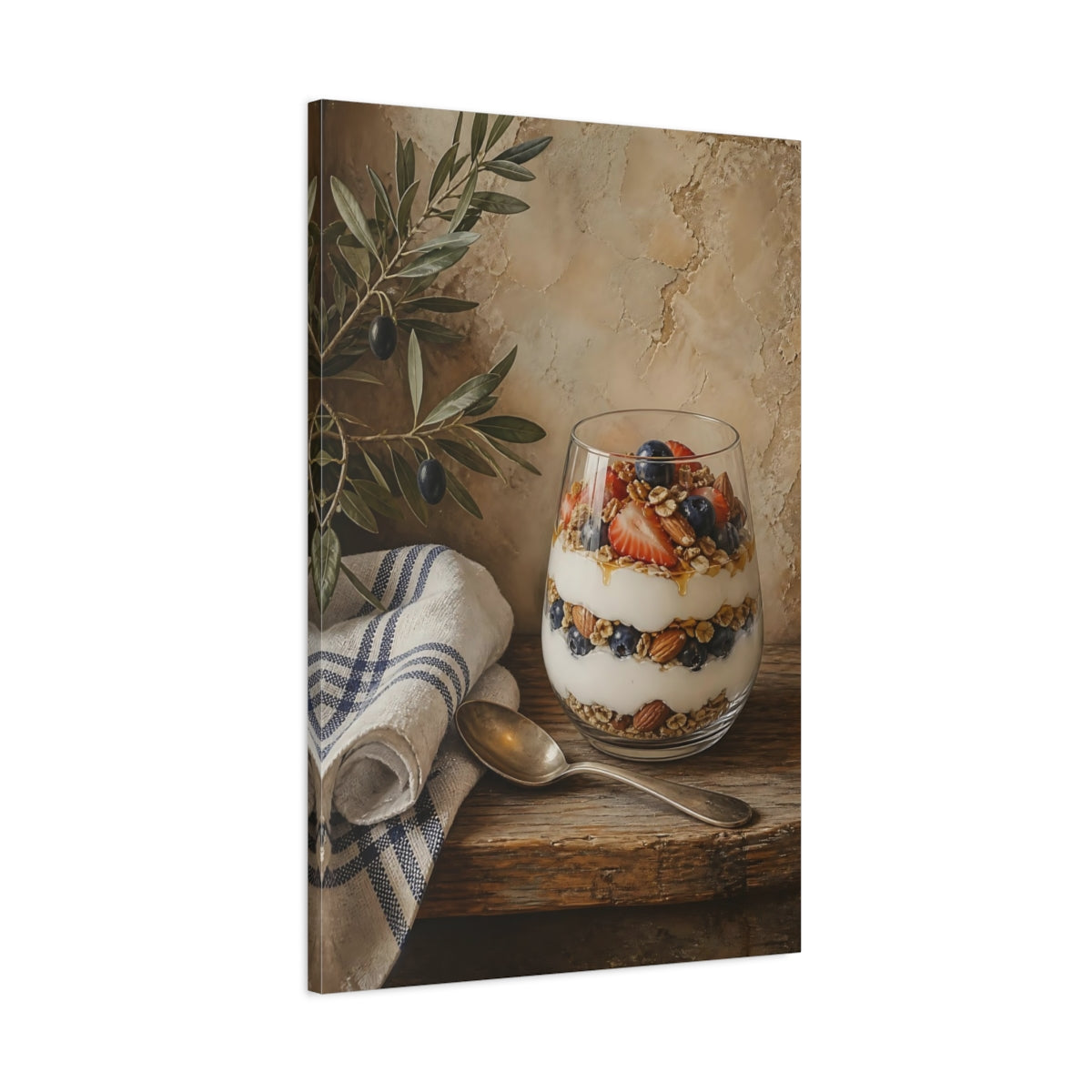 Main Mockup. Rustic Yogurt Parfait With Berries shown as canvas print