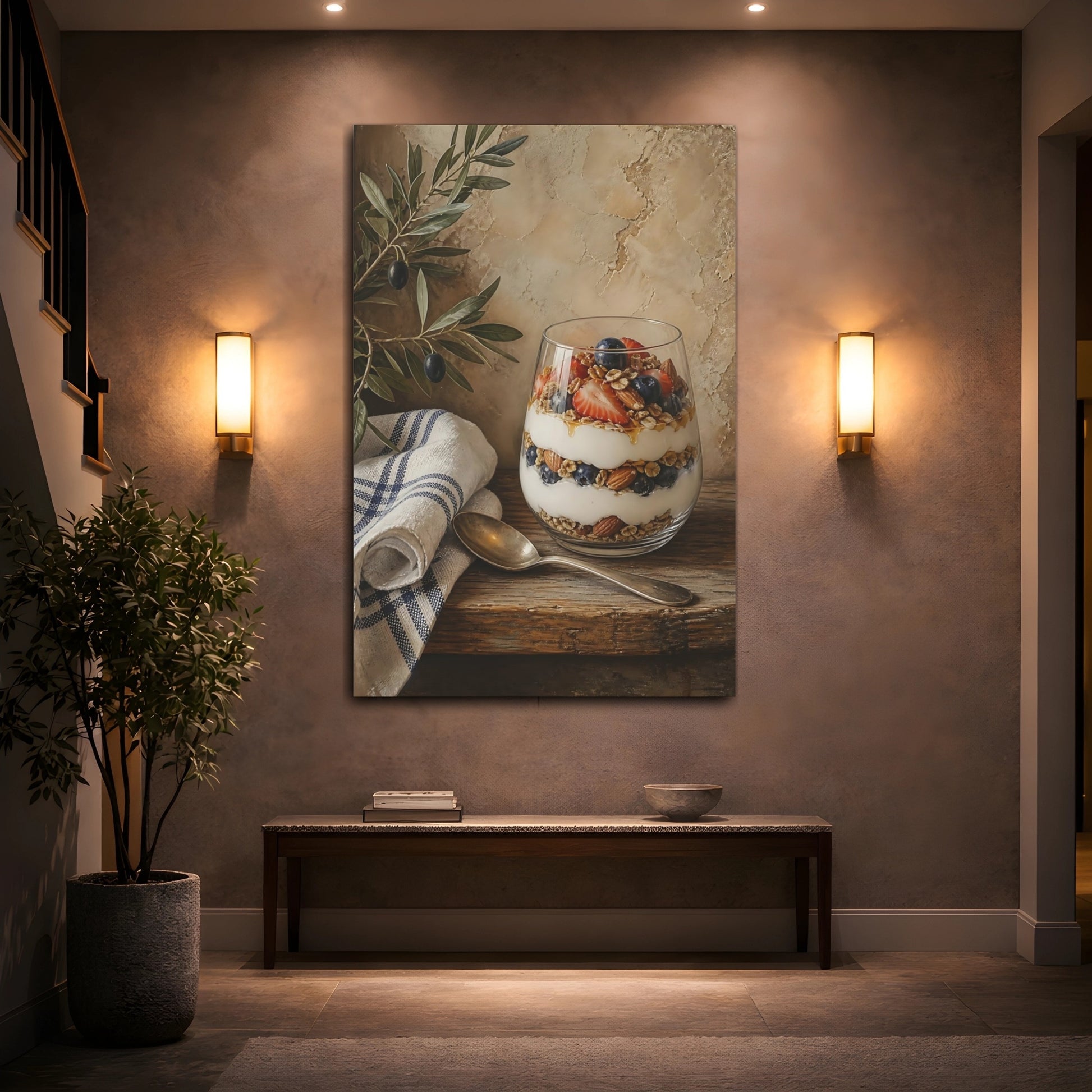Mockup 2. Rustic Yogurt Parfait With Berries shown as canvas print