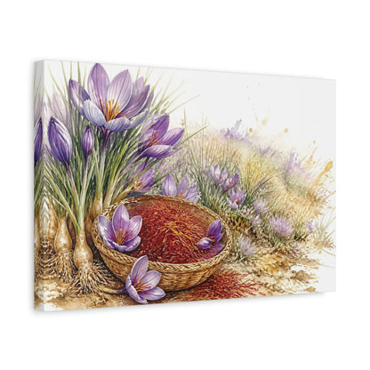 Side Mockup 4. Saffron Crocus Basket shown as canvas print