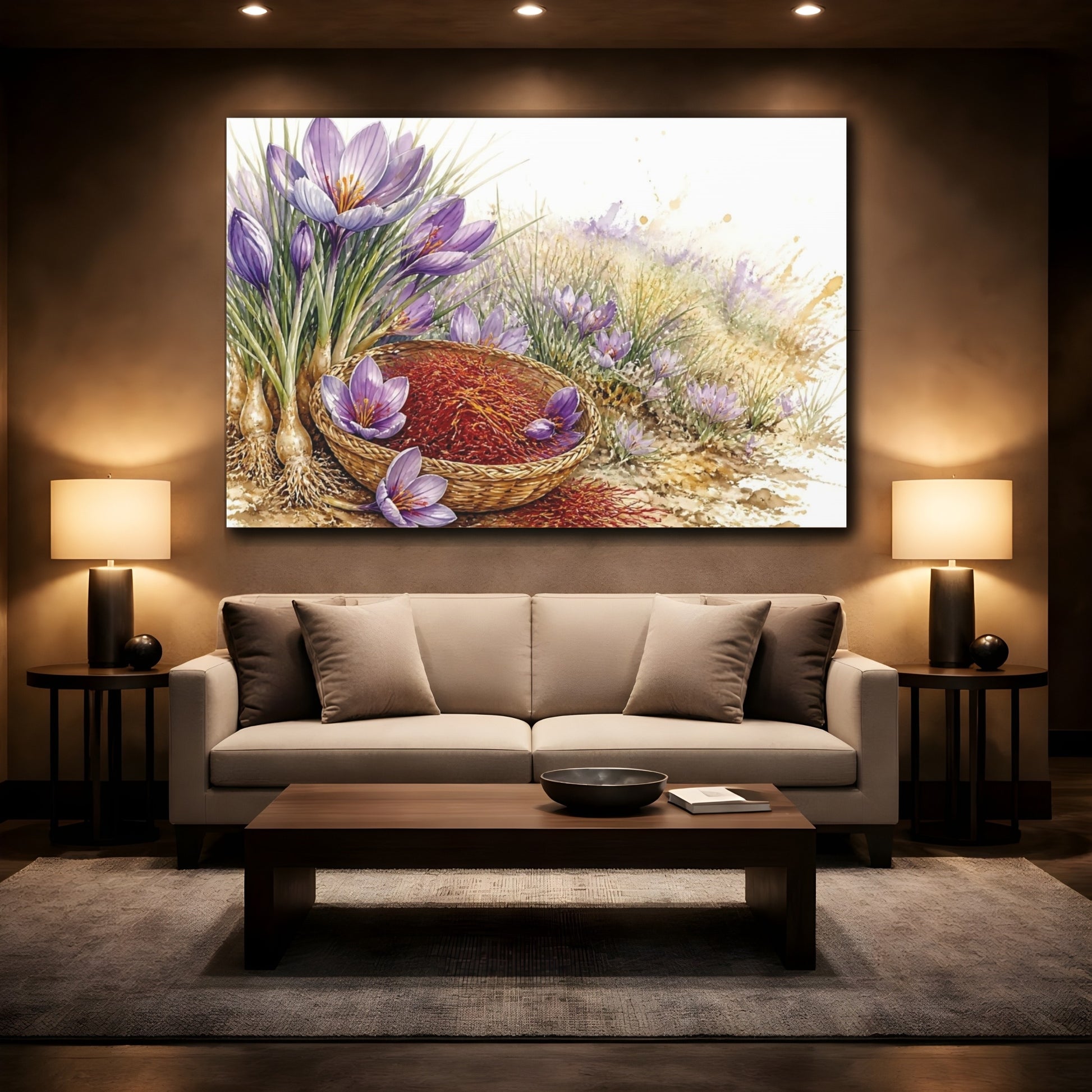 Mockup 2. Saffron Crocus Basket shown as canvas print