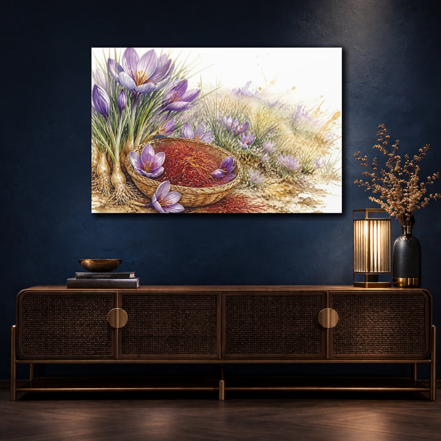 Mockup 4. Saffron Crocus Basket shown as canvas print