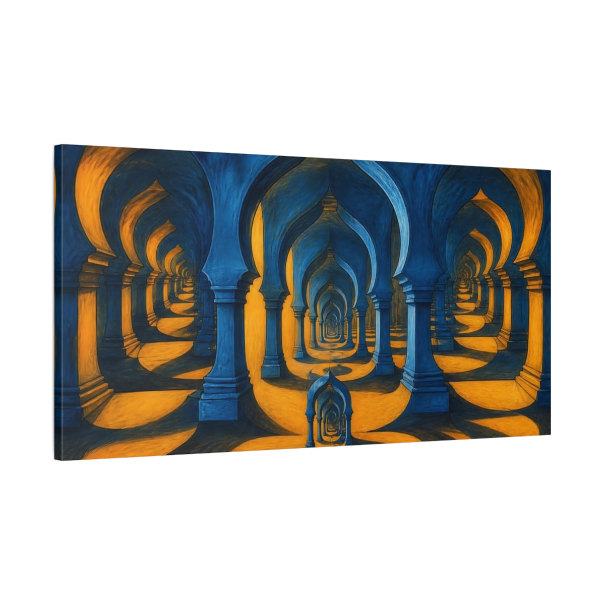 Main Mockup. Saffron Shadow Arches shown as canvas print