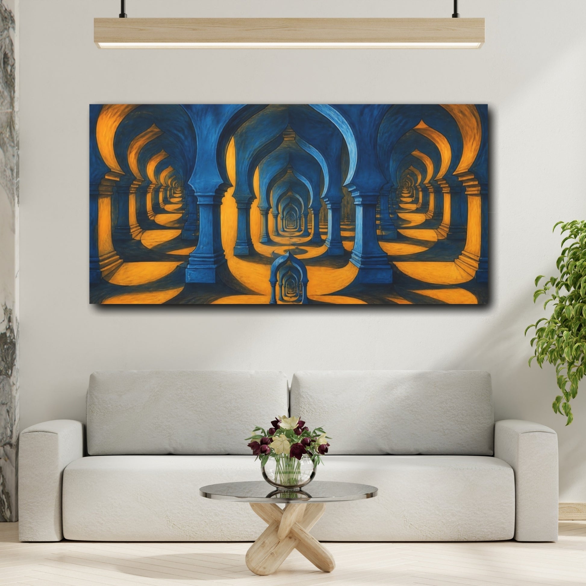 Mockup 2. Saffron Shadow Arches shown as canvas print