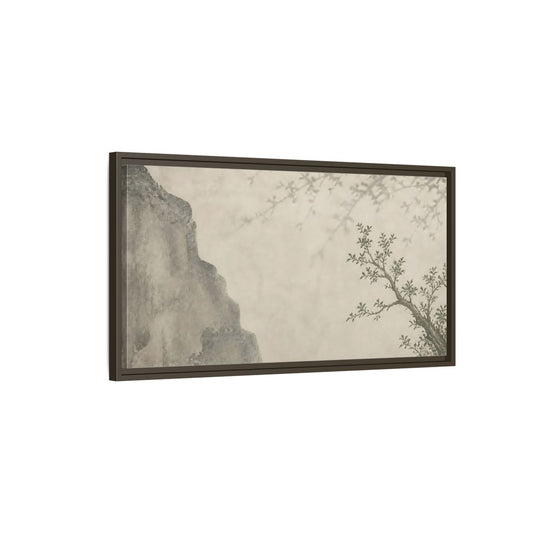 Main Mockup. Sage Branch & Stone Cliff shown as framed canvas print
