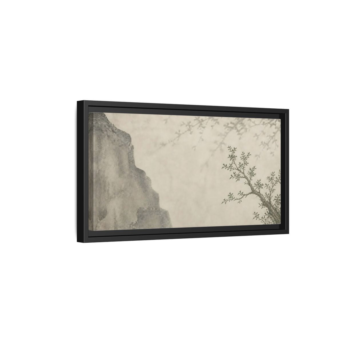 Side Mockup 8. Sage Branch & Stone Cliff shown as framed canvas print