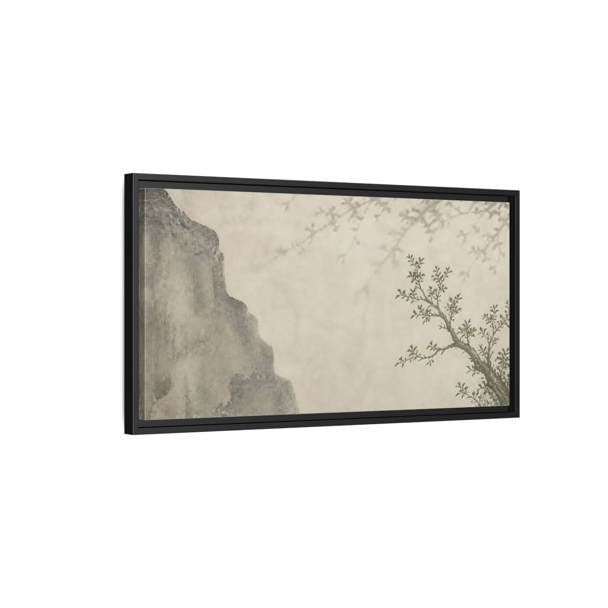 Side Mockup 2. Sage Branch & Stone Cliff shown as framed canvas print