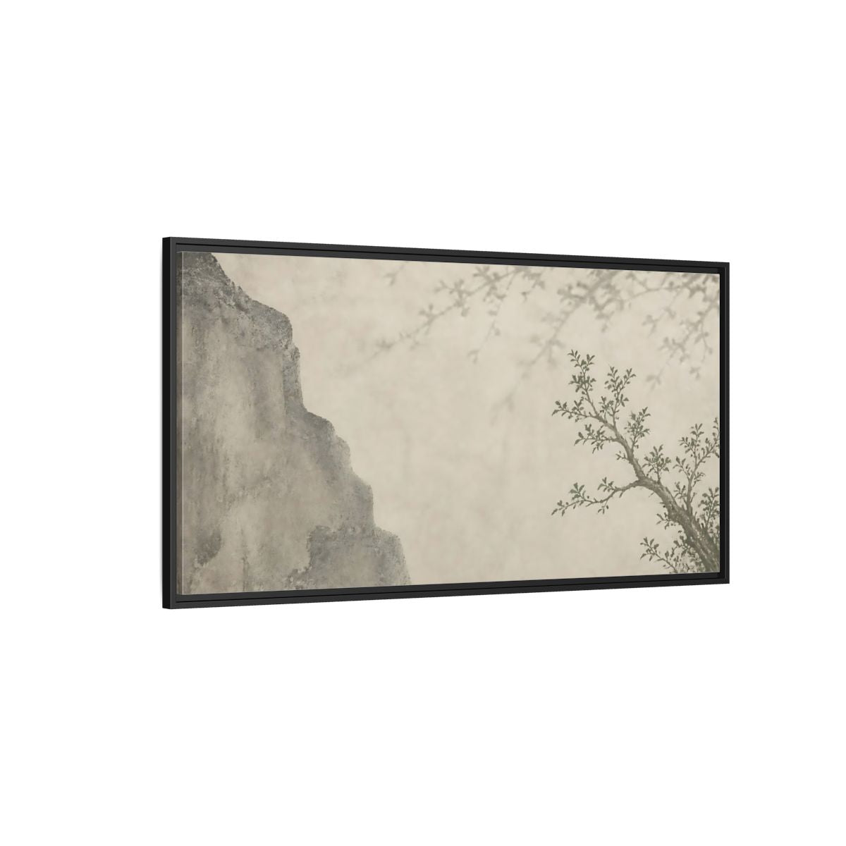 Side Mockup 5. Sage Branch & Stone Cliff shown as framed canvas print