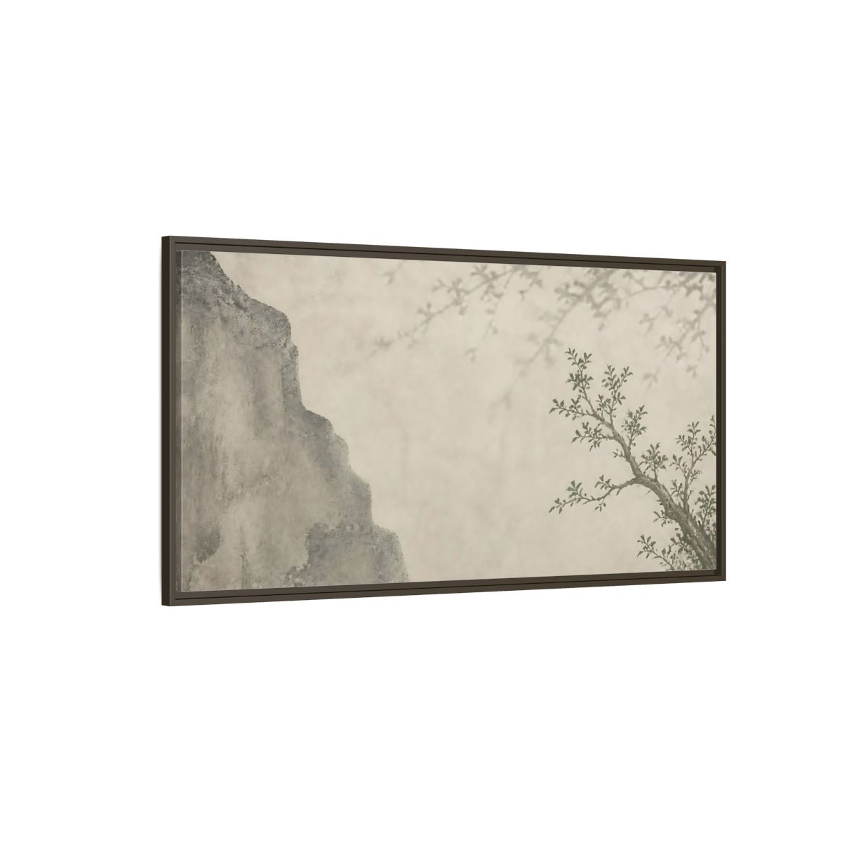 Side Mockup 4. Sage Branch & Stone Cliff shown as framed canvas print