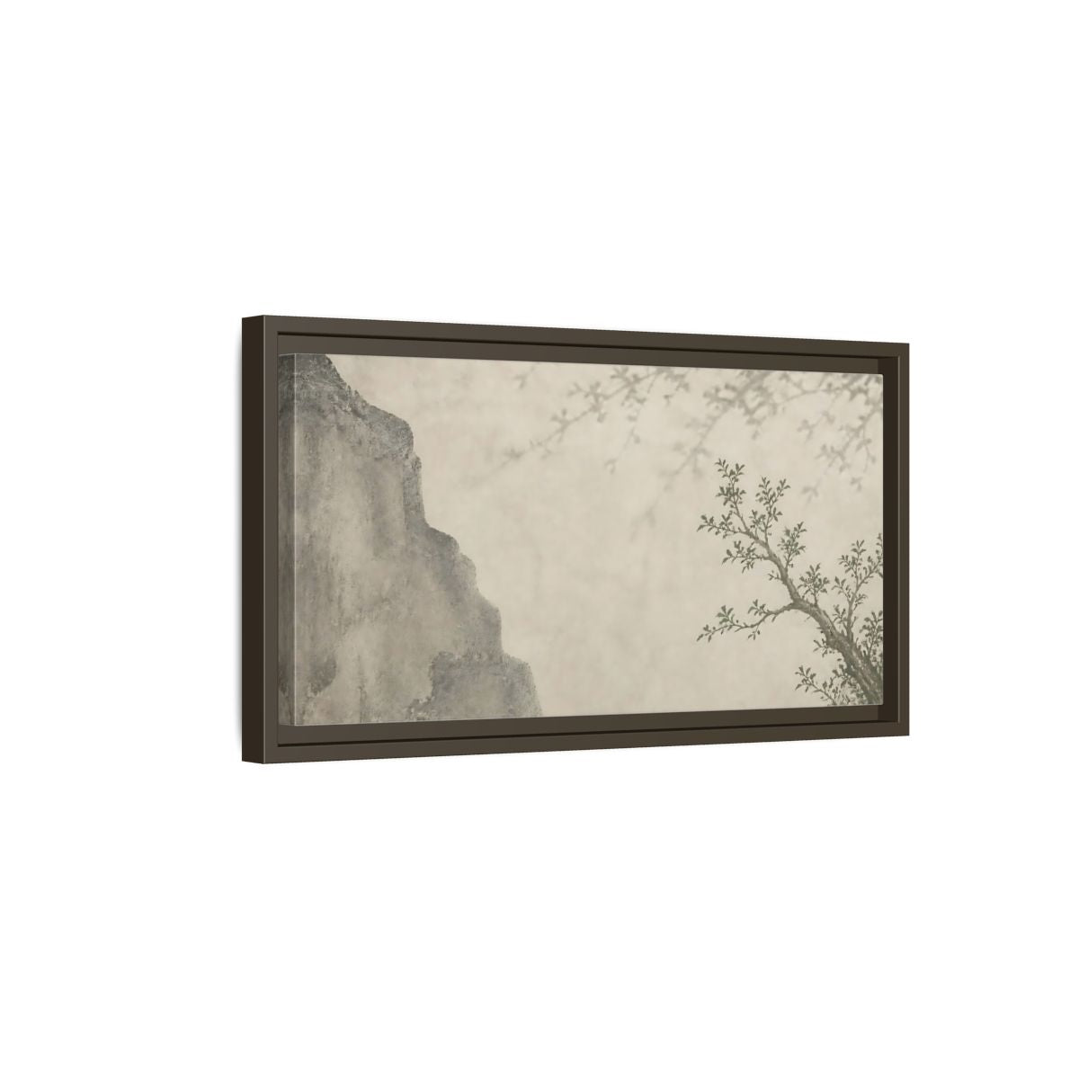 Side Mockup 7. Sage Branch & Stone Cliff shown as framed canvas print
