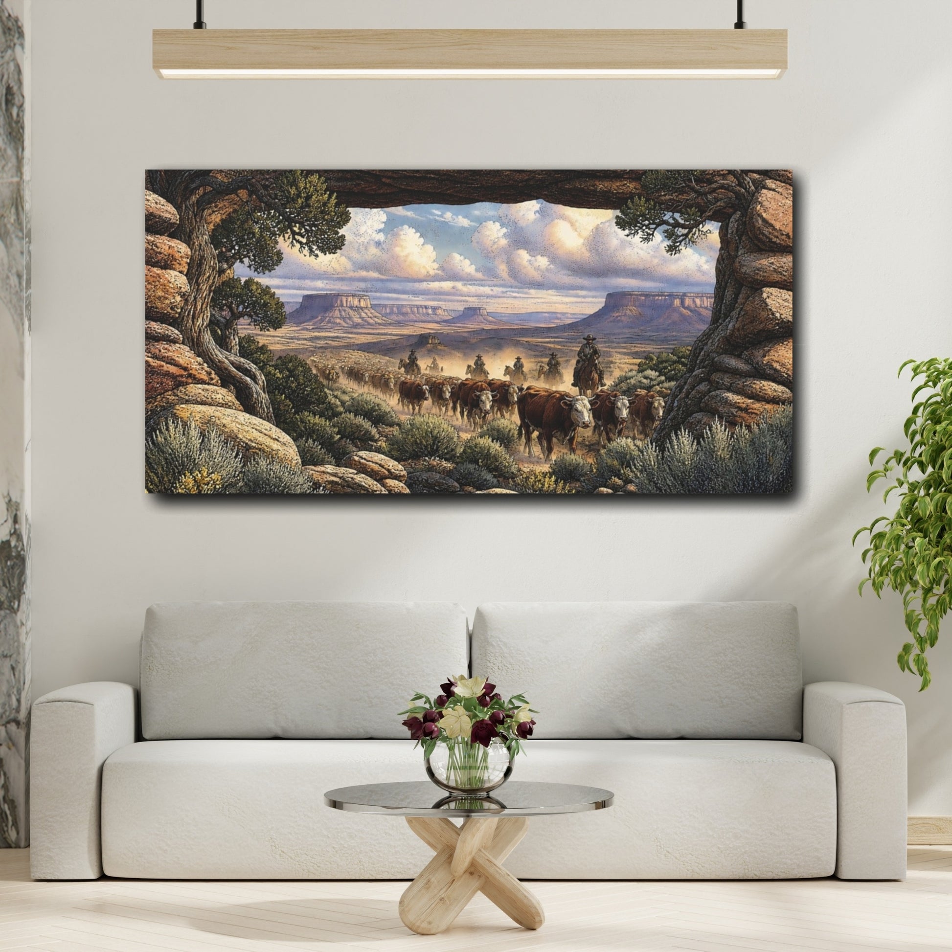 Mockup 2. Sagebrush Cattle Drive shown as canvas print