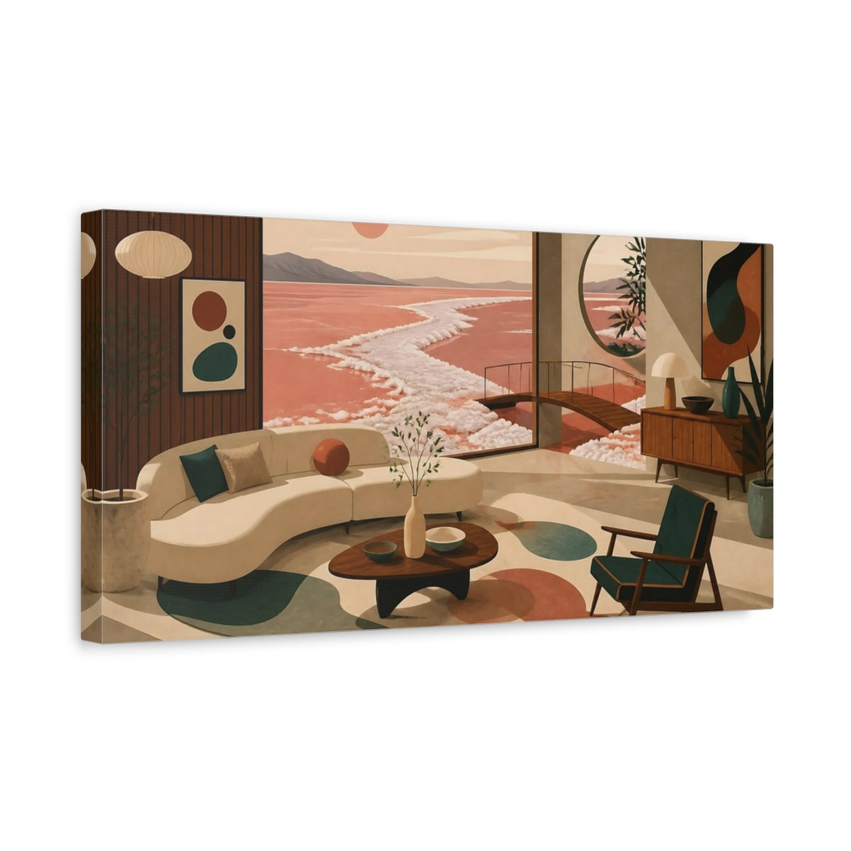 Side Mockup 3. Salt Shore Living Room shown as canvas print