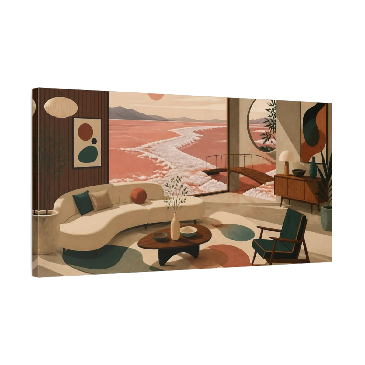 Side Mockup 1. Salt Shore Living Room shown as canvas print