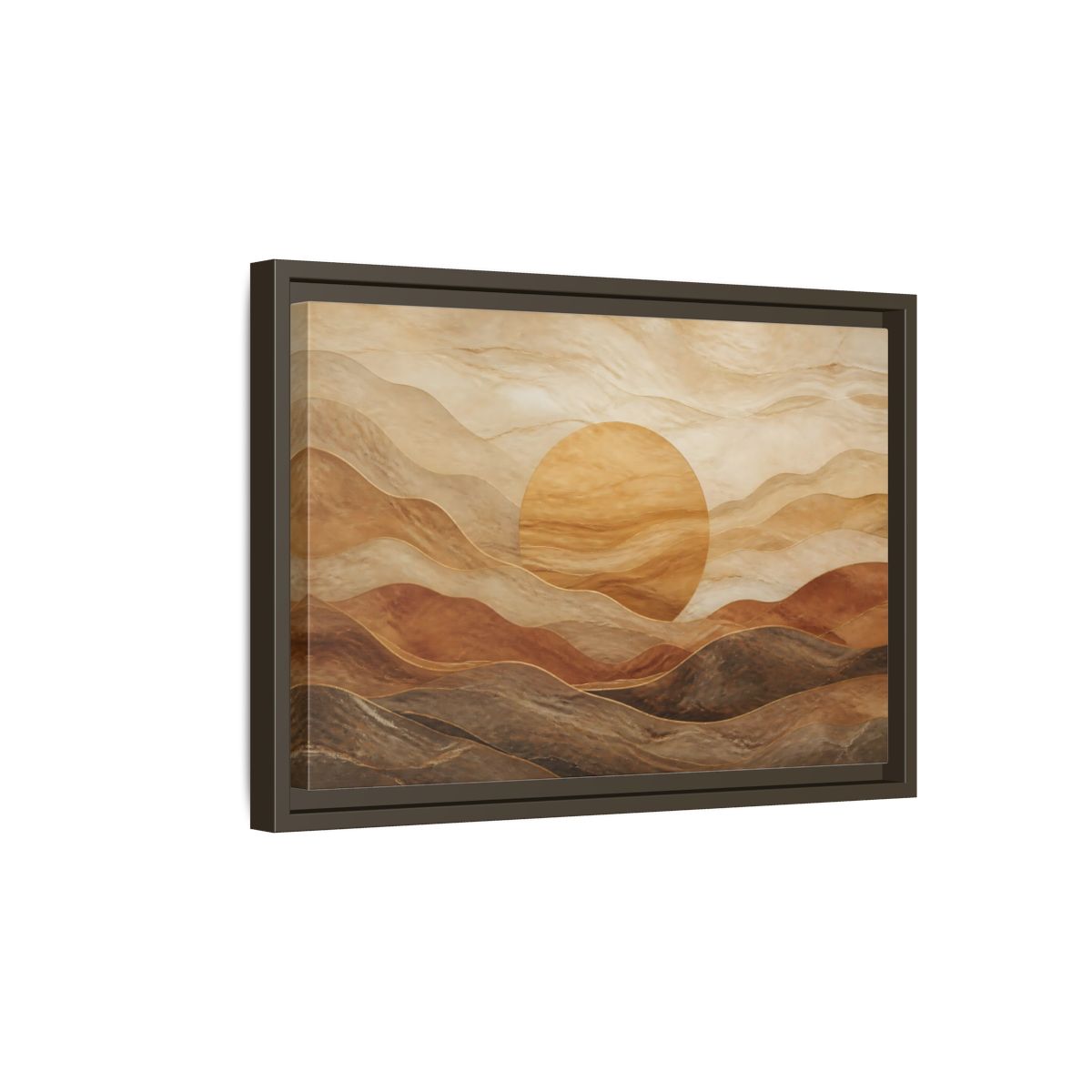 Side Mockup 5. Sandstone Sunscape shown as framed canvas print