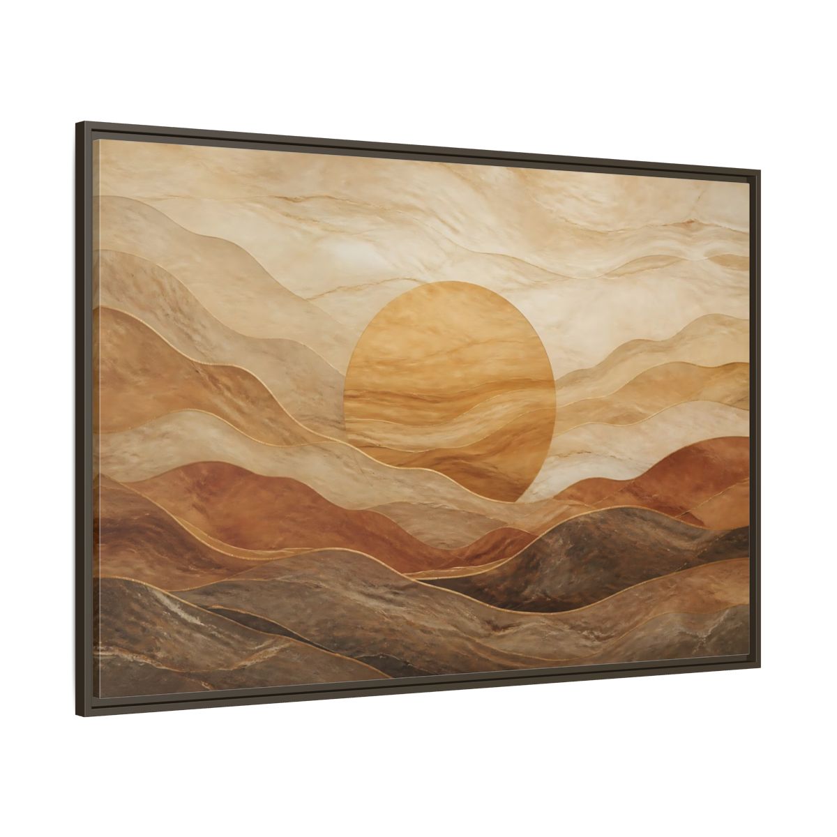 Side Mockup 8. Sandstone Sunscape shown as framed canvas print